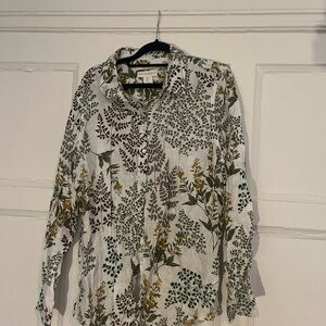 Cynthia Rowley Linen botanical Print Button-Up Shirt